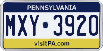PA license plate MXY3920