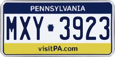 PA license plate MXY3923