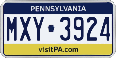 PA license plate MXY3924