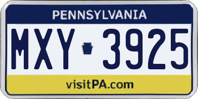PA license plate MXY3925