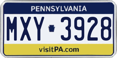 PA license plate MXY3928