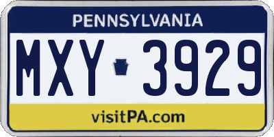 PA license plate MXY3929