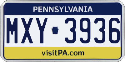 PA license plate MXY3936
