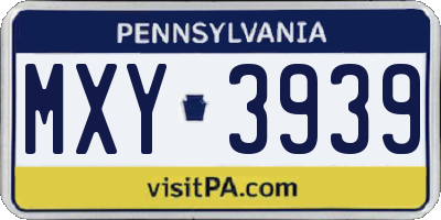 PA license plate MXY3939