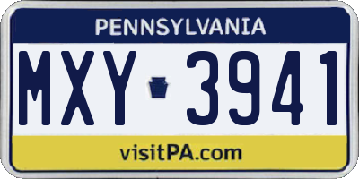 PA license plate MXY3941