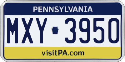 PA license plate MXY3950