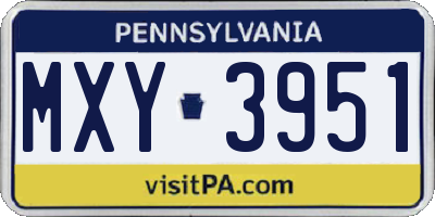PA license plate MXY3951