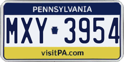 PA license plate MXY3954