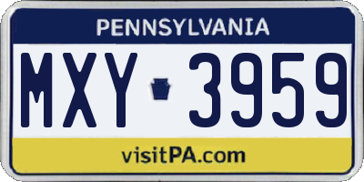 PA license plate MXY3959