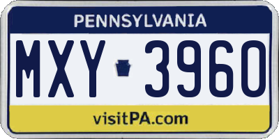 PA license plate MXY3960