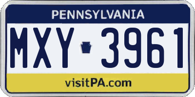 PA license plate MXY3961