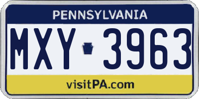 PA license plate MXY3963