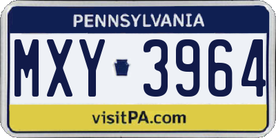 PA license plate MXY3964
