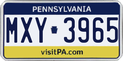PA license plate MXY3965