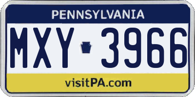 PA license plate MXY3966