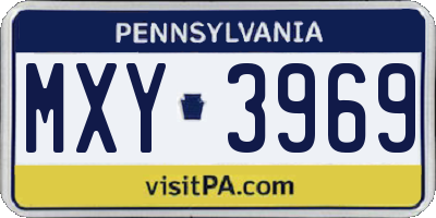 PA license plate MXY3969