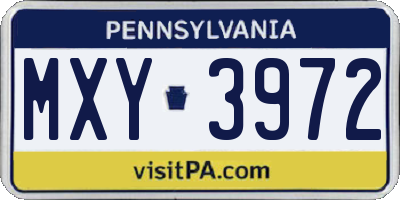 PA license plate MXY3972