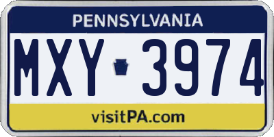 PA license plate MXY3974