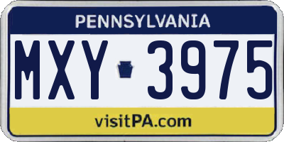 PA license plate MXY3975