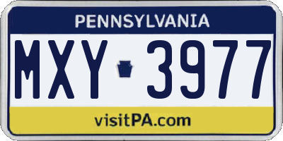 PA license plate MXY3977