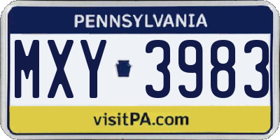 PA license plate MXY3983