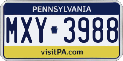 PA license plate MXY3988