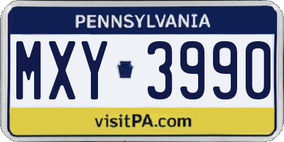 PA license plate MXY3990