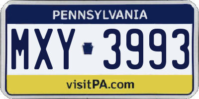 PA license plate MXY3993