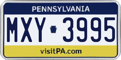 PA license plate MXY3995