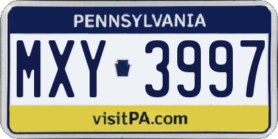 PA license plate MXY3997