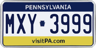 PA license plate MXY3999