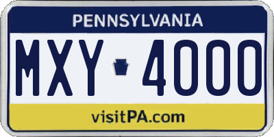PA license plate MXY4000