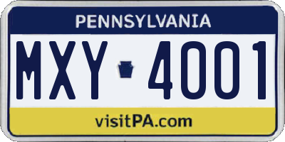 PA license plate MXY4001