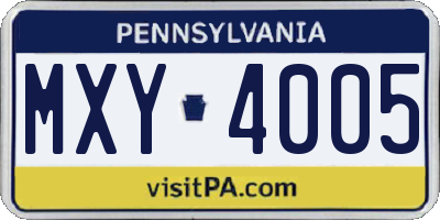 PA license plate MXY4005