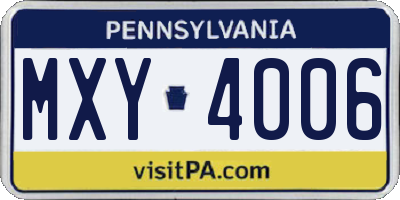 PA license plate MXY4006