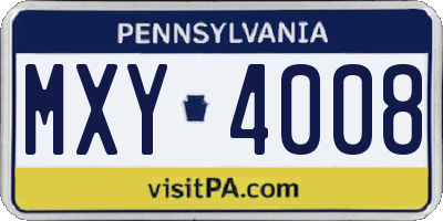 PA license plate MXY4008