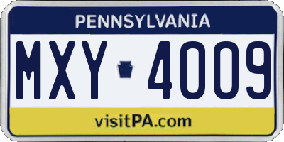 PA license plate MXY4009