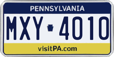 PA license plate MXY4010