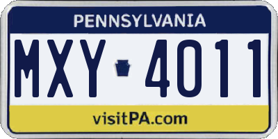 PA license plate MXY4011