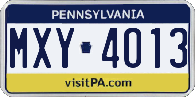 PA license plate MXY4013