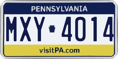 PA license plate MXY4014