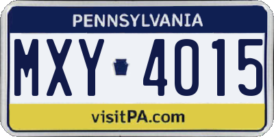 PA license plate MXY4015