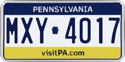 PA license plate MXY4017