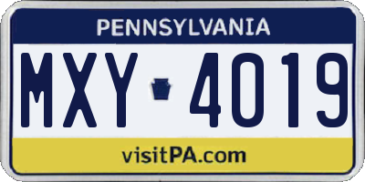 PA license plate MXY4019