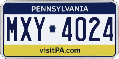 PA license plate MXY4024