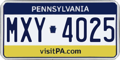 PA license plate MXY4025