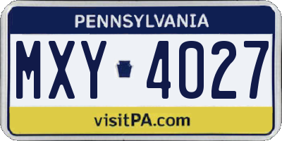 PA license plate MXY4027