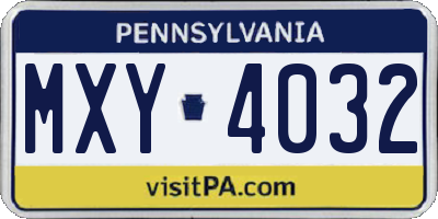 PA license plate MXY4032