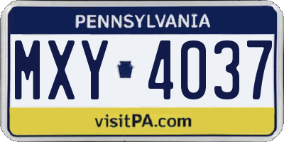 PA license plate MXY4037