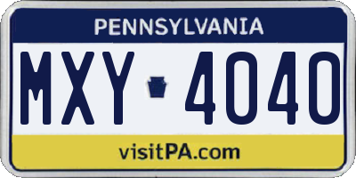 PA license plate MXY4040